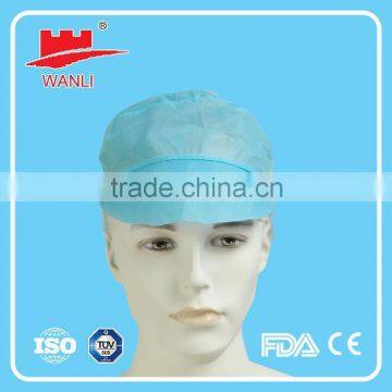 Food processing nonwoven peaked bouffant cap,disposable peaked cap