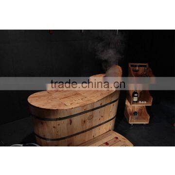 Wooden bath steam tub sauna steam barrel bathtub with cover