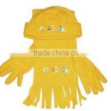 fashion womens polar fleece beanie scarf and mitten sets