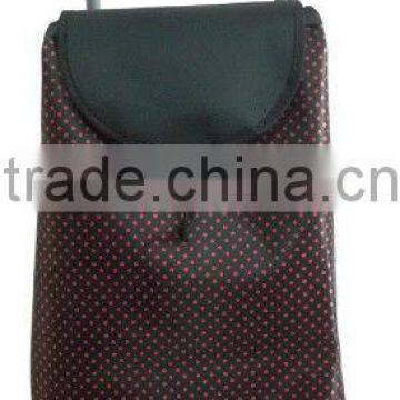 FOLDING 2 WHEELS SHOPPING CART WITH MICROFIBER BAG,DOT PRINT