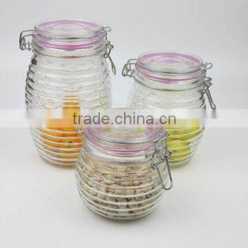 Hot Sale 3 sizes Airtight Glass Locking Jar with Silicon Ring