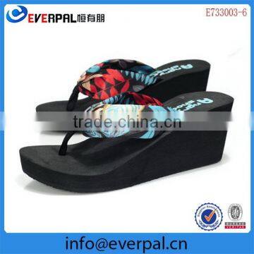 Ladies Printing Sexy Satin Strap Wedge Flip Flop Sandals photo-6