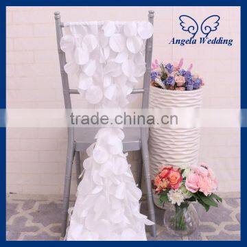 SH007A New cheap elegant fancy wedding white petal taffeta chair sash