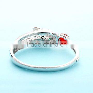 925 Sterling Silver Crystal Liod Head Bangle Bracelet SBG425W photo-6