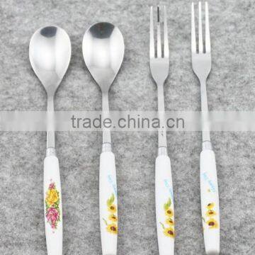 ceramic handle spoon and fork