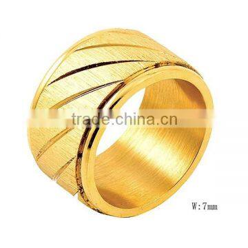 SRR2010 Fashion Jewellery Gold PVD Coating Ring Engraved Double Layer Ring Surgical Stainless Steel Jewelry Ring