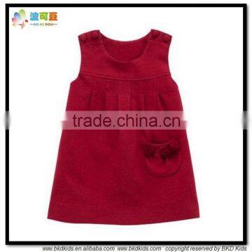 BKD Red color with handmade flower baby kids cute dresses made in china factory