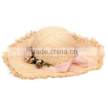 Ladies fashion raffia beach sun wide brim paper straw floppy hats