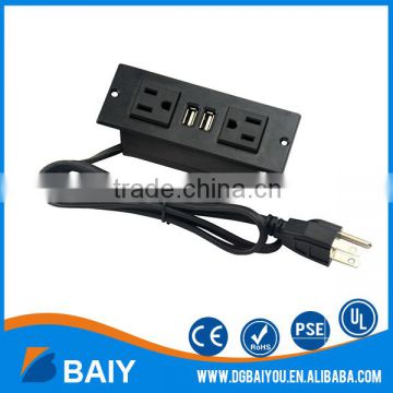 2-gang socket outlet with double USB