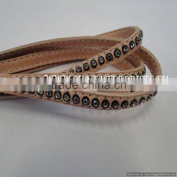 Flat leather with Studs -Nappa leather flat with strass salmon