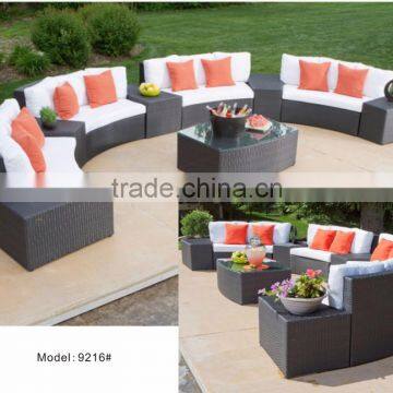 Rattan hotel sectional sofa half round shape hotel furniture sofa set