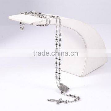 Most Popular New Fashion Jesu Cross Silver Beads Chain Necklace for Christmas Gift photo-4