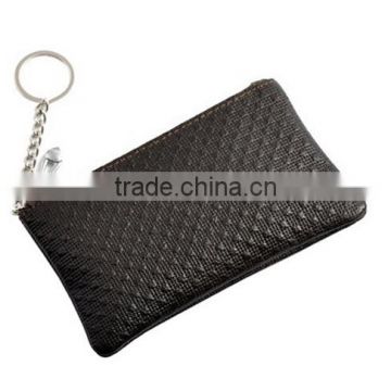 Boshiho real leather zipper coin purse with key chain