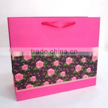 paper gift shopping bag with ribbon handle