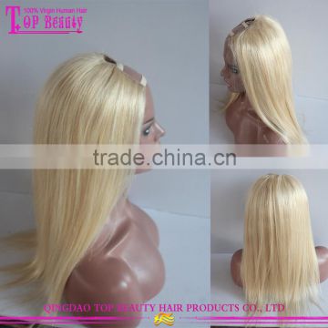 Wholesale cheap blonde u part wigs hair style any requestment middle part 613# u part wig