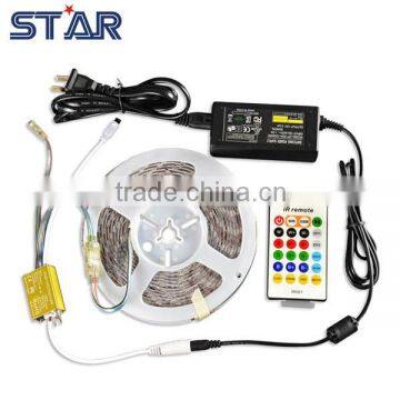 5m LED Strip 5050 RGB 60leds/m 300led 12V IP65 Waterproof LED Ledstrip+ 24key IR Remote Controller+Power Adapter