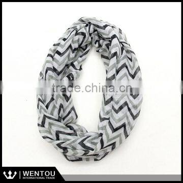 Women Color Block Infinity Chunk Circle Double Loop Scarf Wrap Chevron