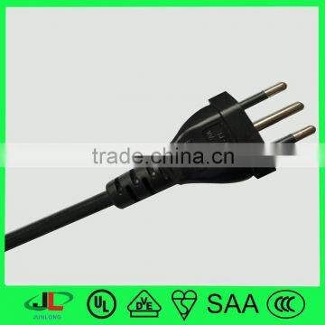 Brazil UC approved power cord with 10A 250V 3 pin male plug