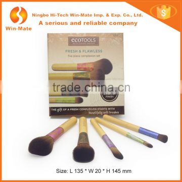 new arrival 5pcs notebook shape natural colors nylon hair& bamboo handle beauty needs makeup brush set