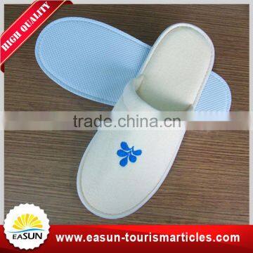 Bulk custom printing Silk Printed Logo Towelling velvet hotel slippers