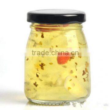 100ml glass jar for pudding or jam with metal lug cap