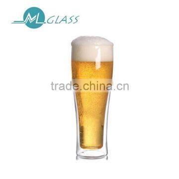 clear borosilicate for beer double wall beer glass 300ml