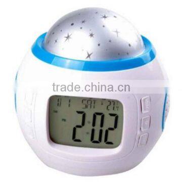 Hot Custom Personalized Children Room Sky Star Night Light Projector Alarm Clock With Sleeping Music and Thermometer Factory photo-3