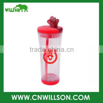 Promotional sports water with straw