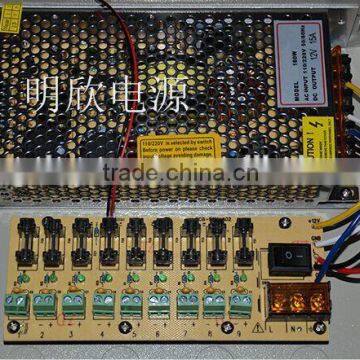 9 channels 12v 15a 180W CCTV power supply with 2 years of warranty,DC 12v CCTV power supply