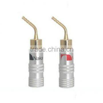 New 24K Gold For Nakamichi Speaker Pin Angel 2mm Banana Bend Plugs Speaker wire Screw Lock Connector
