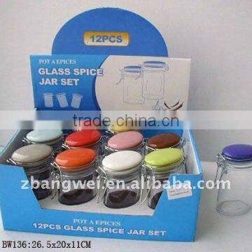 12pcs air-tight glass jar set with display box