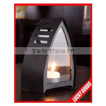 special design showcase decoration triangle hurricane metal lantern wholesale