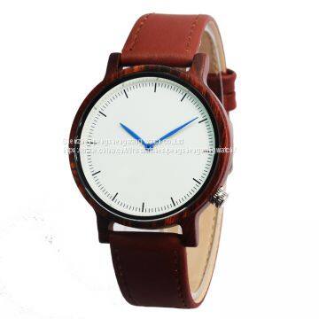 Eco-friendly handmade genuine leather bands wooden wrist watch