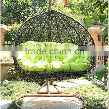 Water Drop Shape White Synthetic Rattan Outdoor Lover Seat Swing Chair photo-6