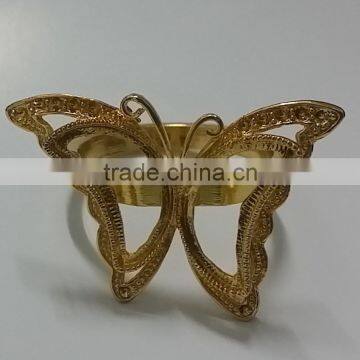 gold cheap napkin ring holder butterfly