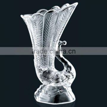 Lead Free Peafowl Shape Crystal Glass Flower Vase for Home Decoration photo-3