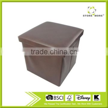 Store More Leather Folding storage Stool