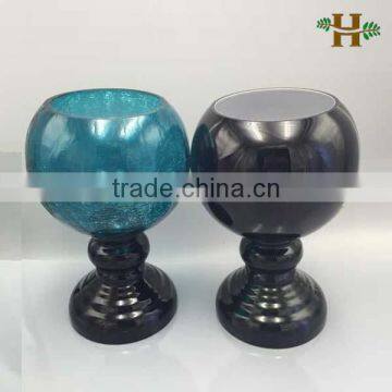 New Products Crackled Ball Stem Wine Glass Decorated Glass