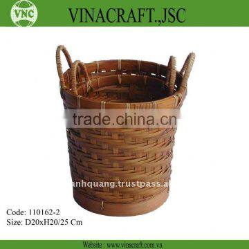 Bamboo waste basket with handles