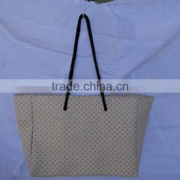 Fashion Canvas Shopping Bag With Dot Pattern for Women photo-2