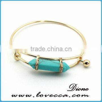 14k Gold Plated Multi Color Turquoise Gemstone Bangle photo-2