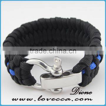 Stainless Steel Shackle Buckle Hiking Outdoor Survival Paracord Bracelet photo-6