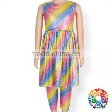 Shiny Rainbow Elastic Fabric Baby Children Pants Wholesale Girls Leggings photo-3