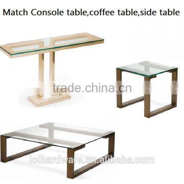 Bronze Stainless Steel Base Glass Coffee Table photo-4