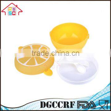 NBRSC Lemon Shaped 2 Layers Round Microwave Bento Lunch Box Kids Picnic Food Plastic Container photo-4