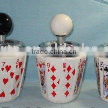 ceramic ashtray poker design round shape