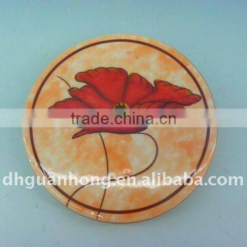 Ceramic Yellow With Red Flower Plate photo-1