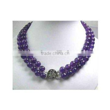 8mm amethyst necklace with 925 sterling silver clasp