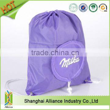 Foldable Nylon Drawstring Backpack with Round Pocket(TM-CDR-232)