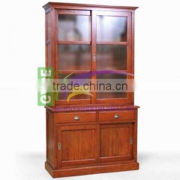Furniture Partial Display Cabinet With Glass Door Teak Wood photo-3